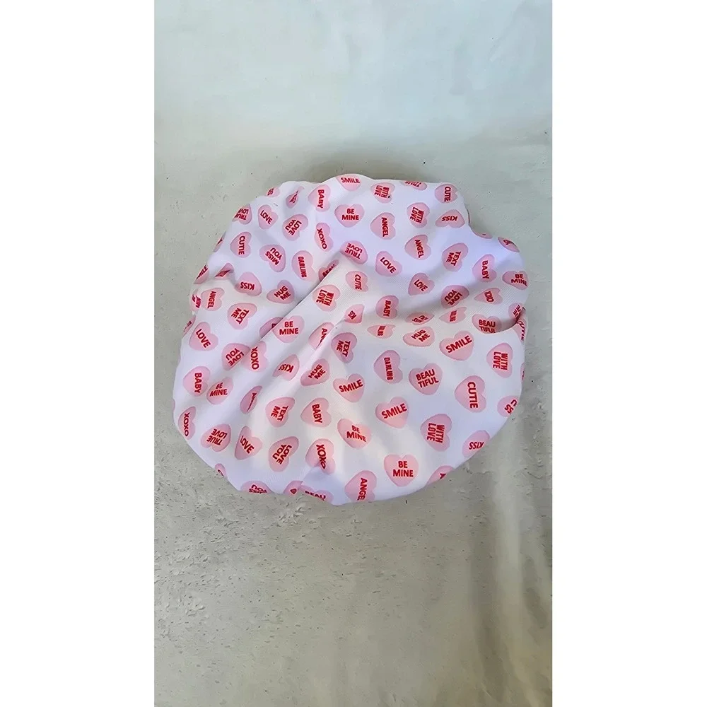 The Vintage Cosmetic Company Pink Conversation Heart Shower Cap Retro Style